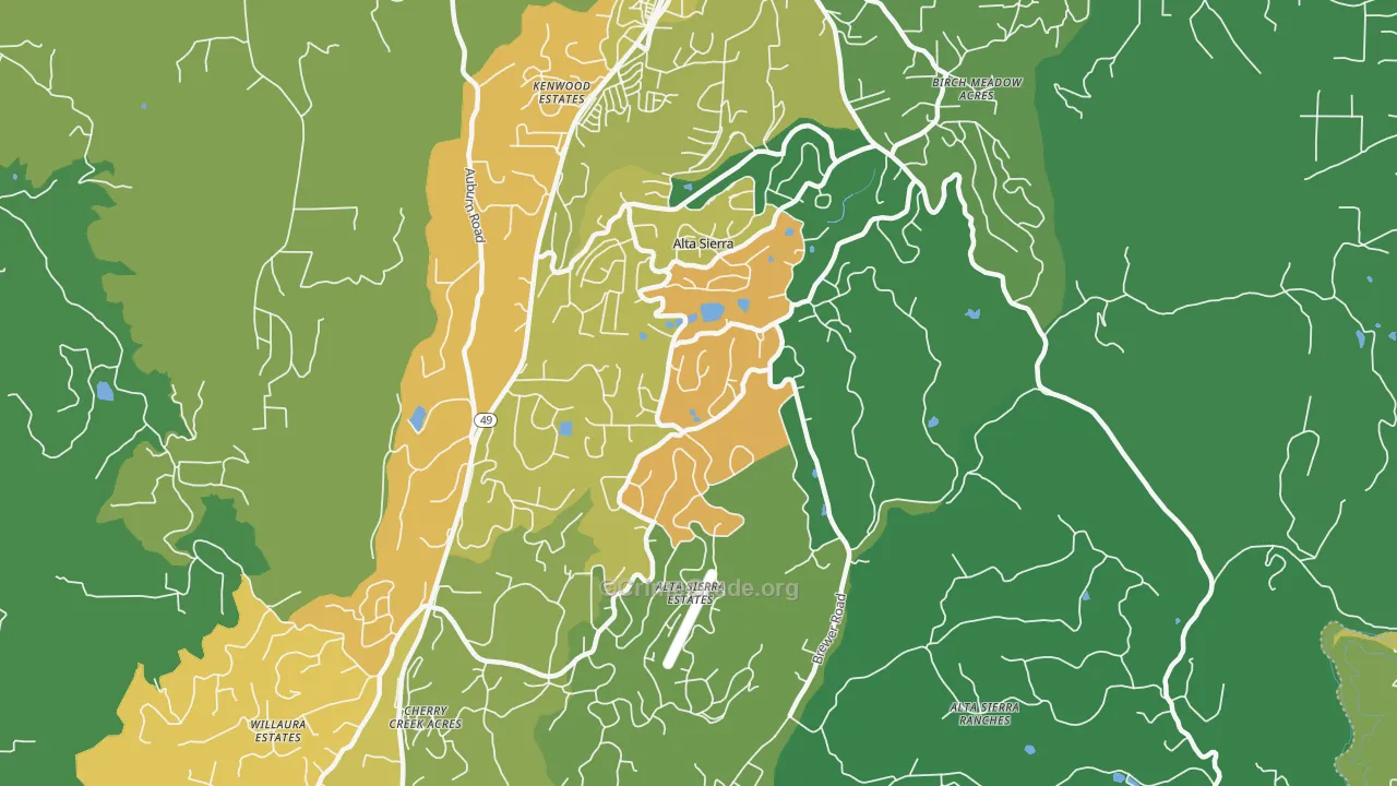 Alta Sierra, CA Map of Arson Rates