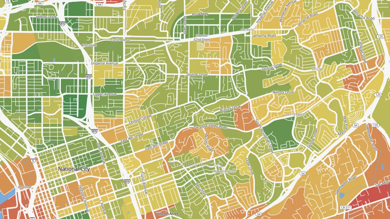 Alta Vista, San Diego, CA Map of Arson Rates