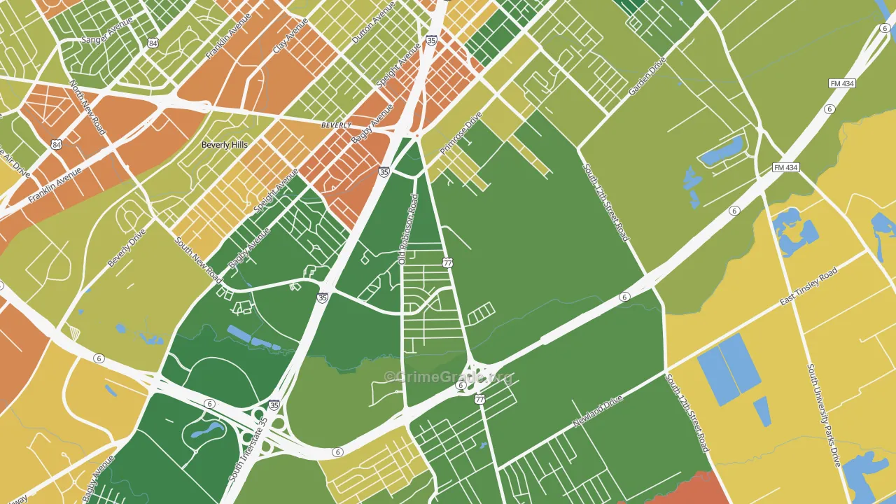 Alta Vista-Waco, Waco, TX Map of Arson Rates