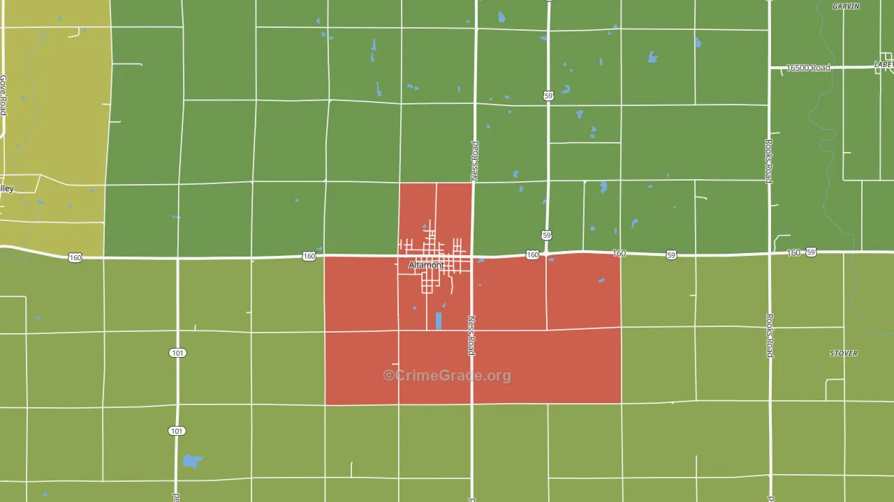 Altamont, KS Map of Arson Rates