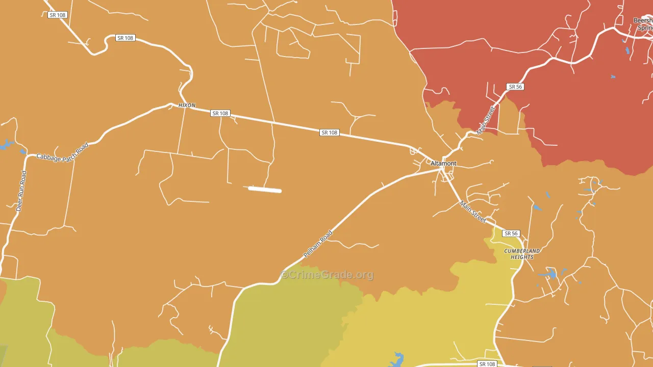 Altamont, TN Map of Arson Rates