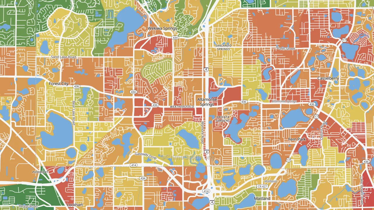 Altamonte Springs, FL Map of Arson Rates
