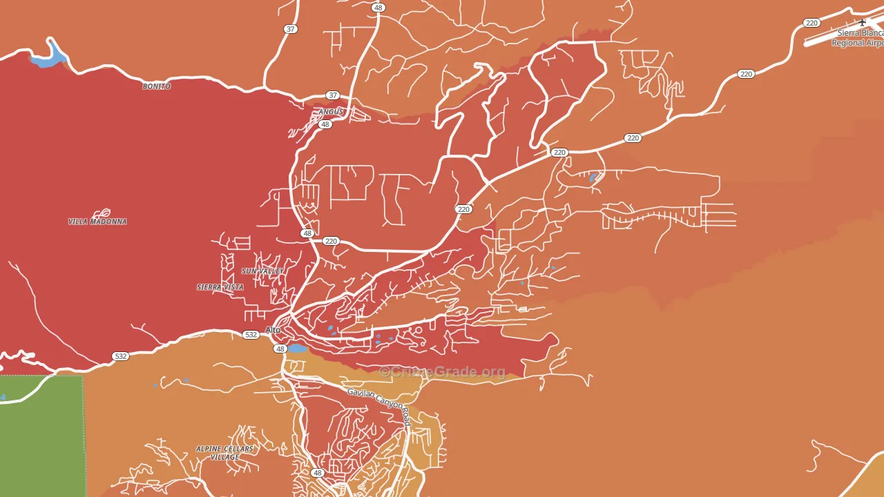 Alto, NM Map of Arson Rates