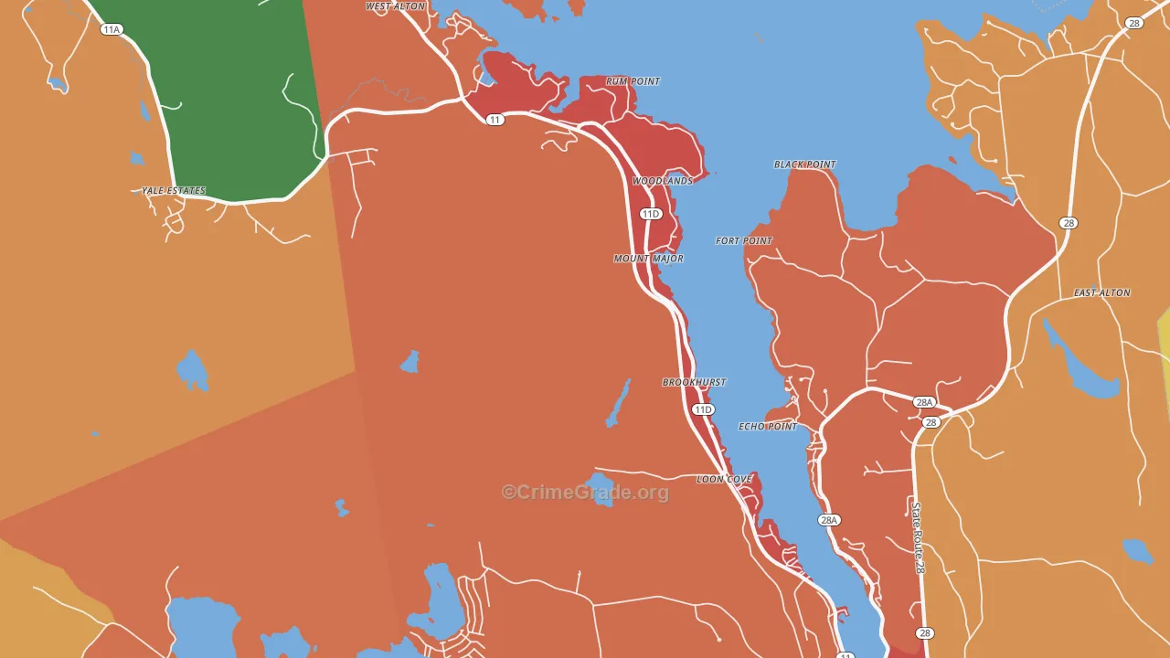 Alton Bay, NH Map of Arson Rates