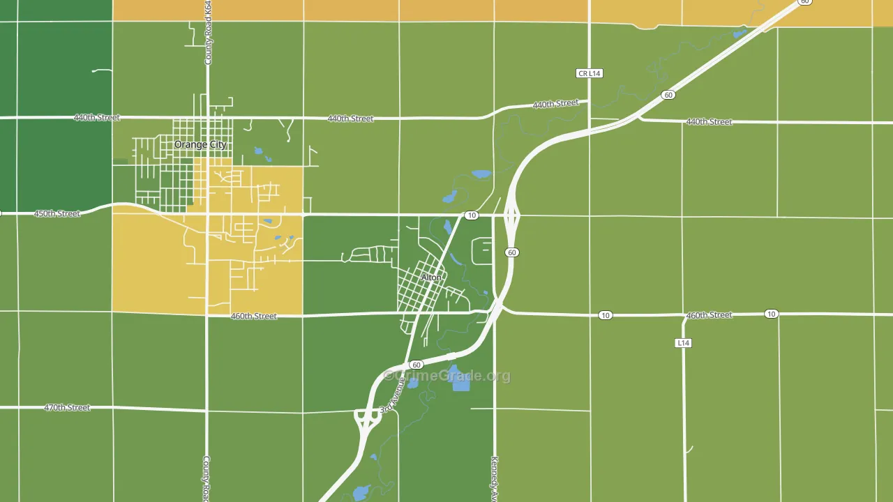 Alton, IA Map of Arson Rates