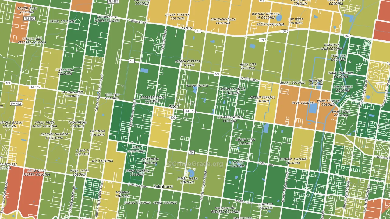 Alton, TX Map of Arson Rates