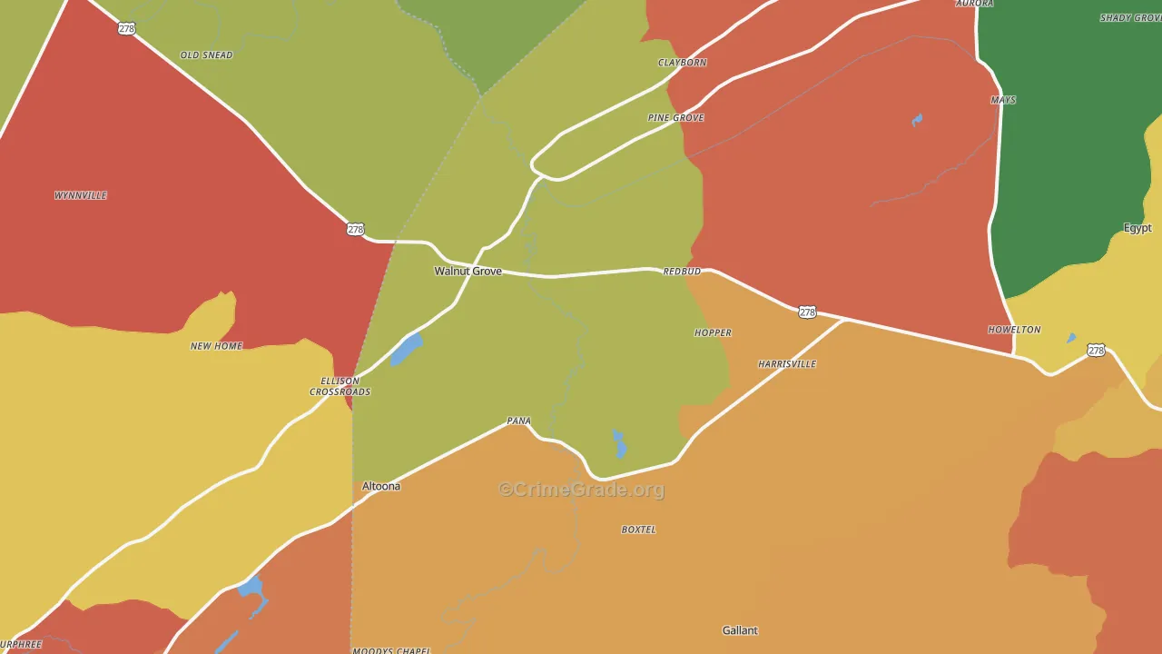 Altoona, AL Map of Arson Rates
