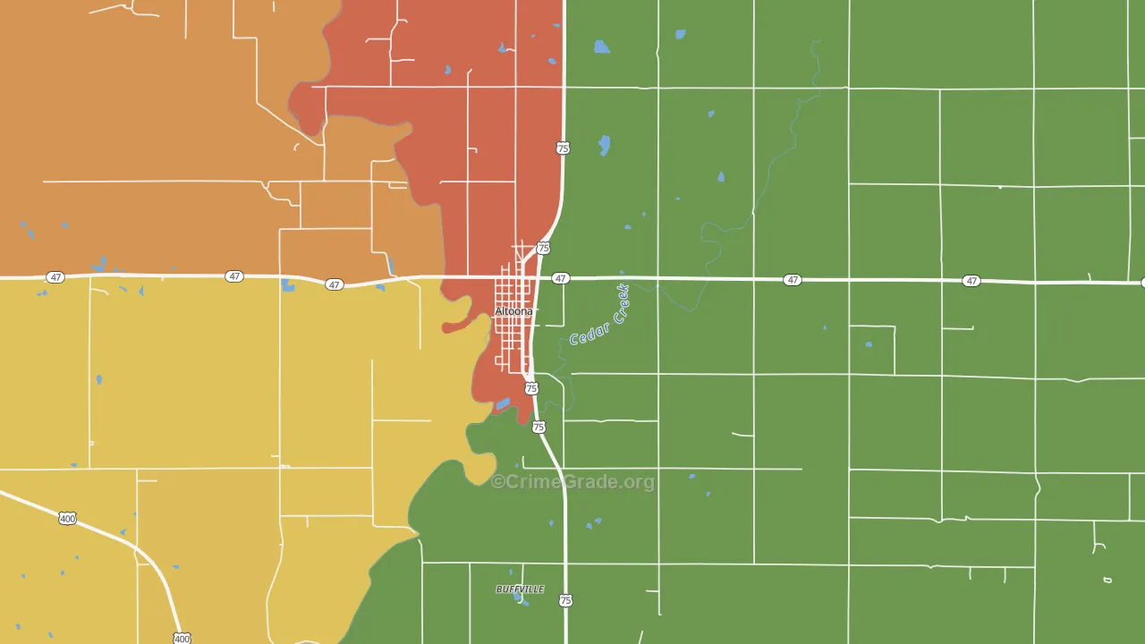 Altoona, KS Map of Arson Rates