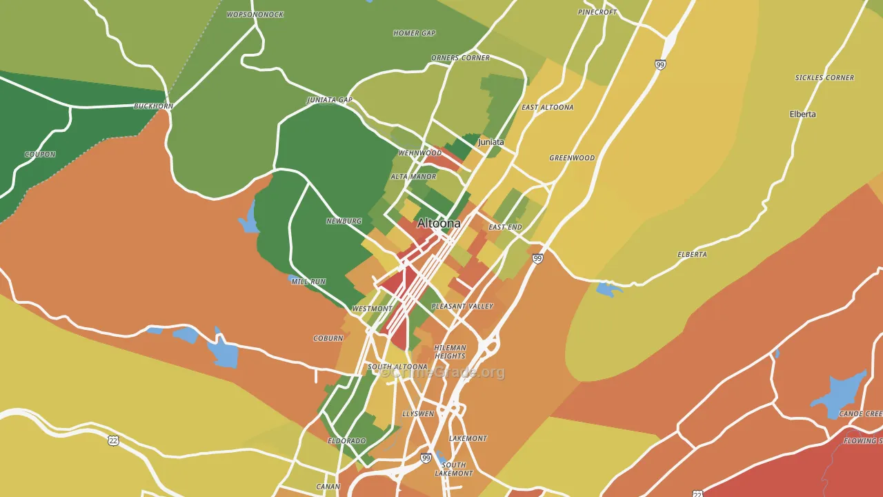 Altoona, PA Map of Arson Rates