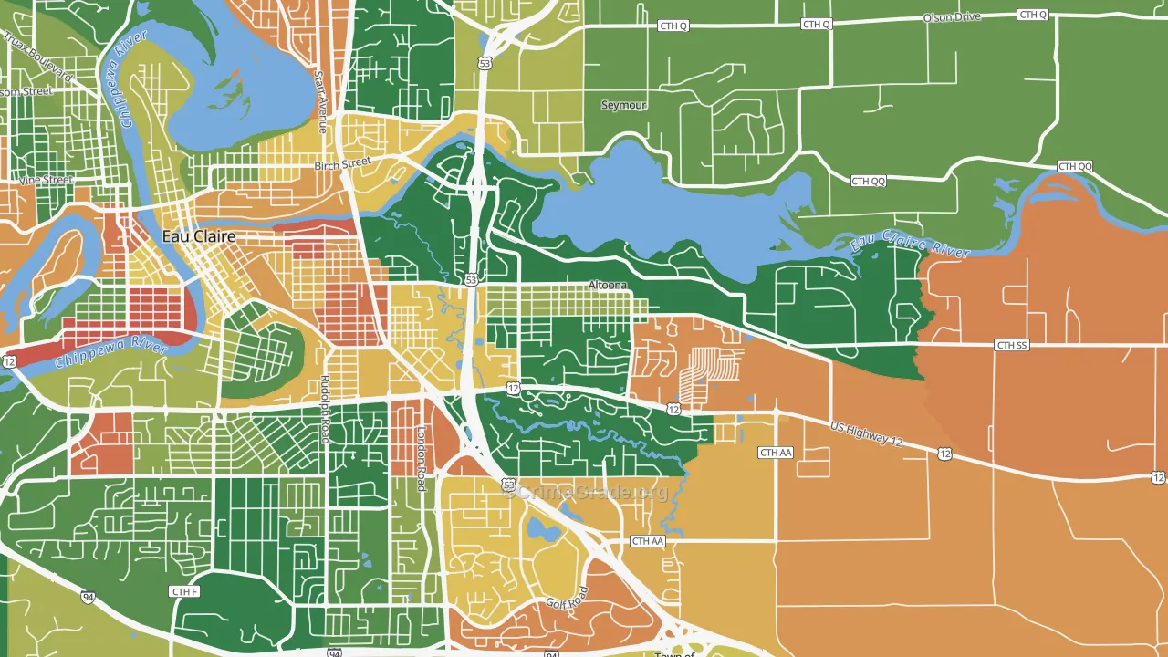 Altoona, WI Map of Arson Rates