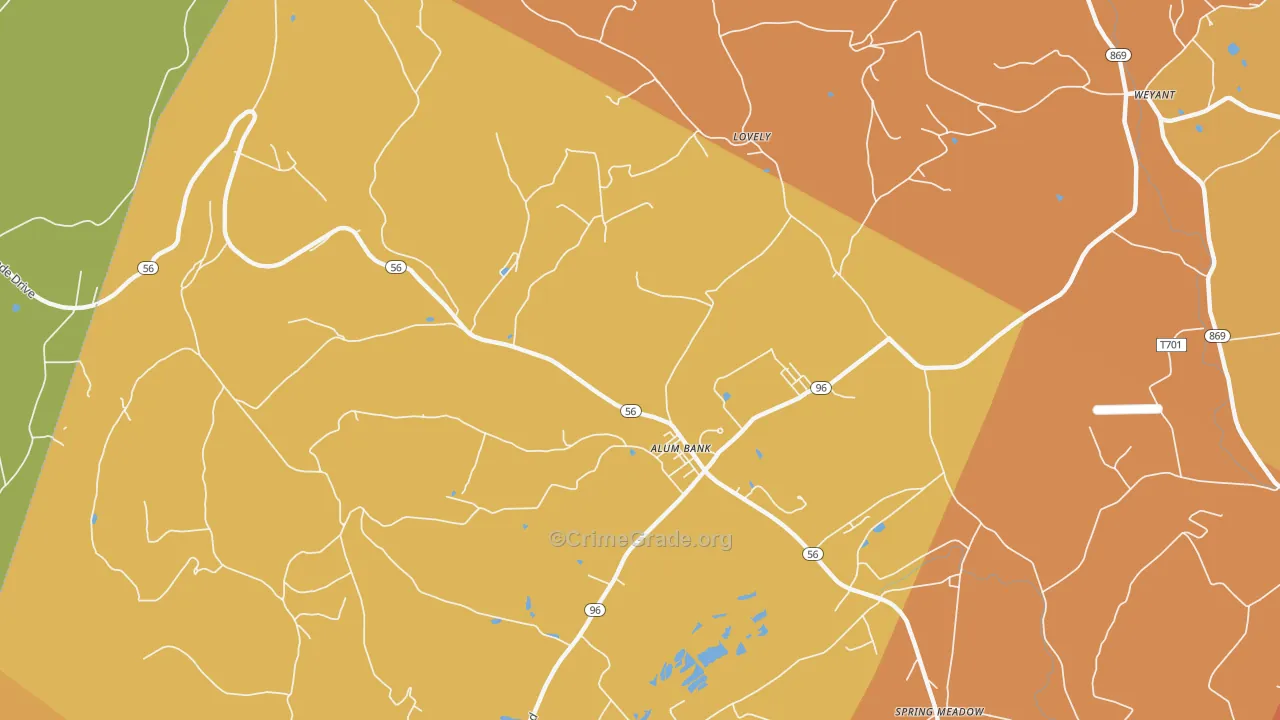 Alum Bank, PA Map of Arson Rates