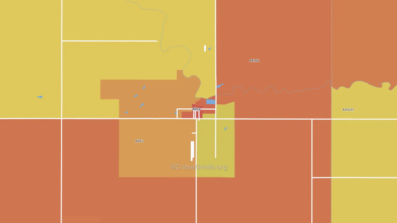 Alva, OK Map of Arson Rates