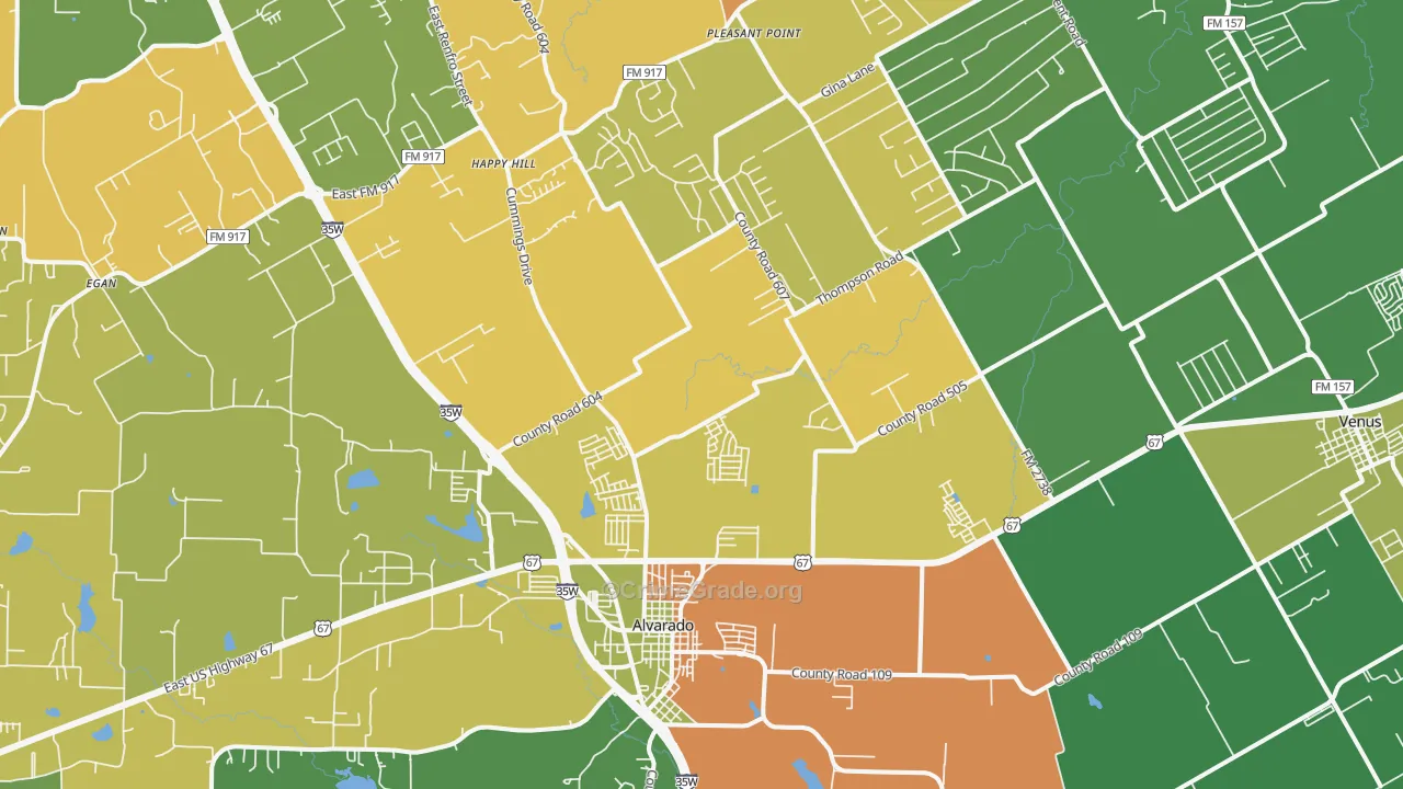 Alvarado, TX Map of Arson Rates