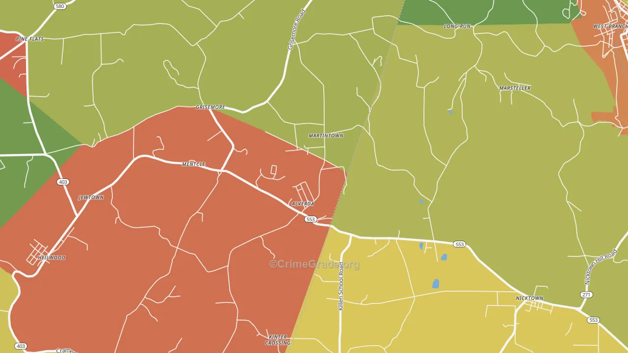 Alverda, PA Map of Arson Rates