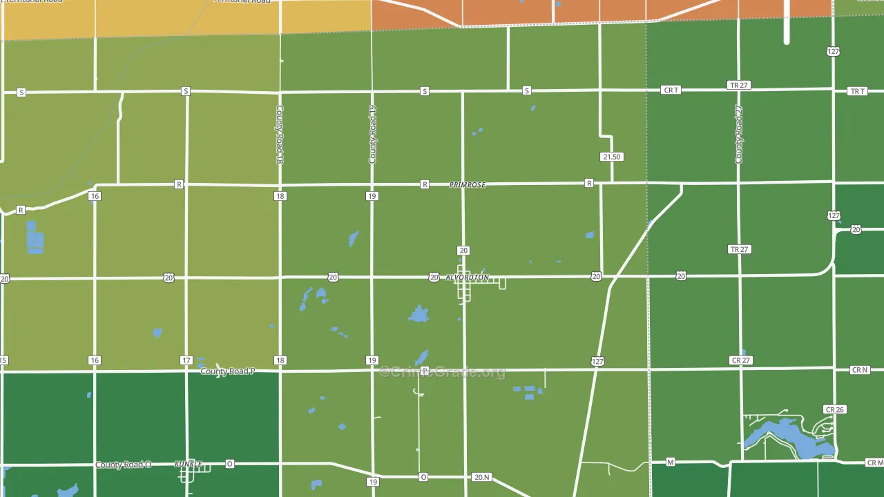 Alvordton, OH Map of Arson Rates
