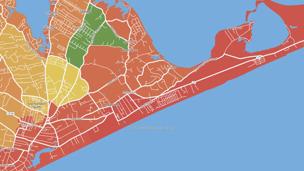 Amagansett, NY Map of Arson Rates