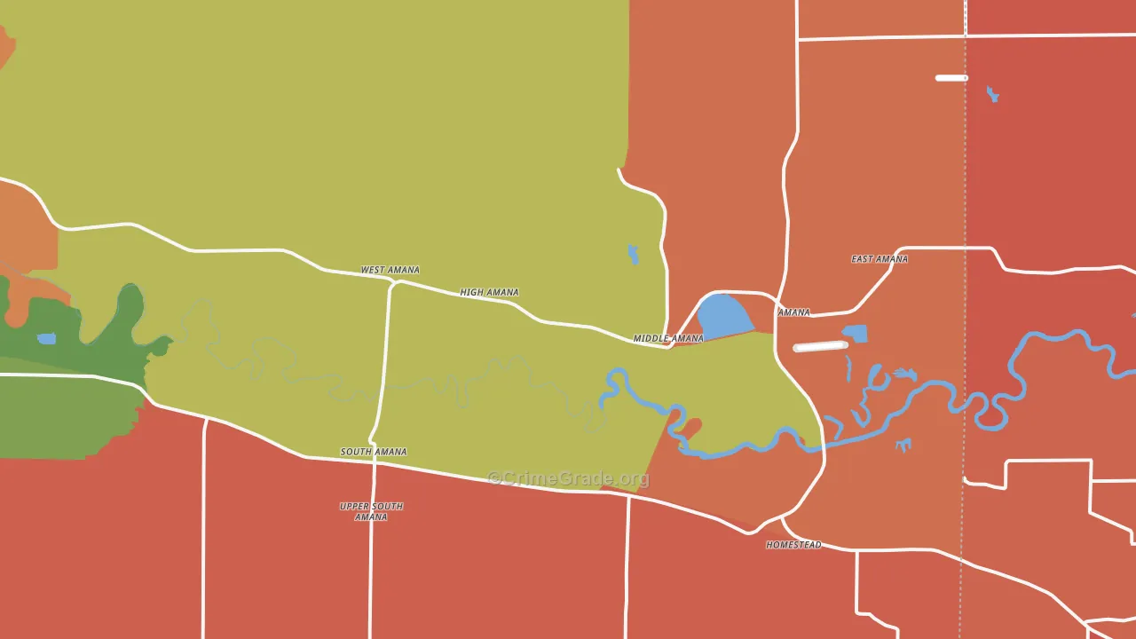 Amana, IA Map of Arson Rates