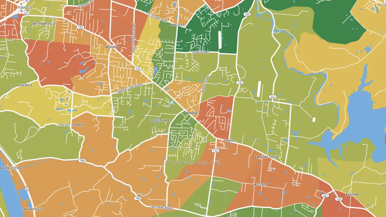 Amelia, OH Map of Arson Rates
