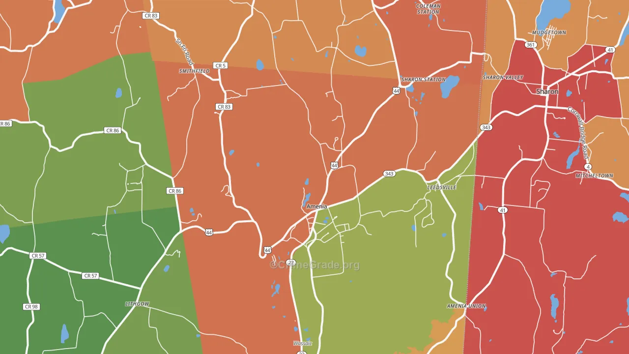 Amenia, NY Map of Arson Rates