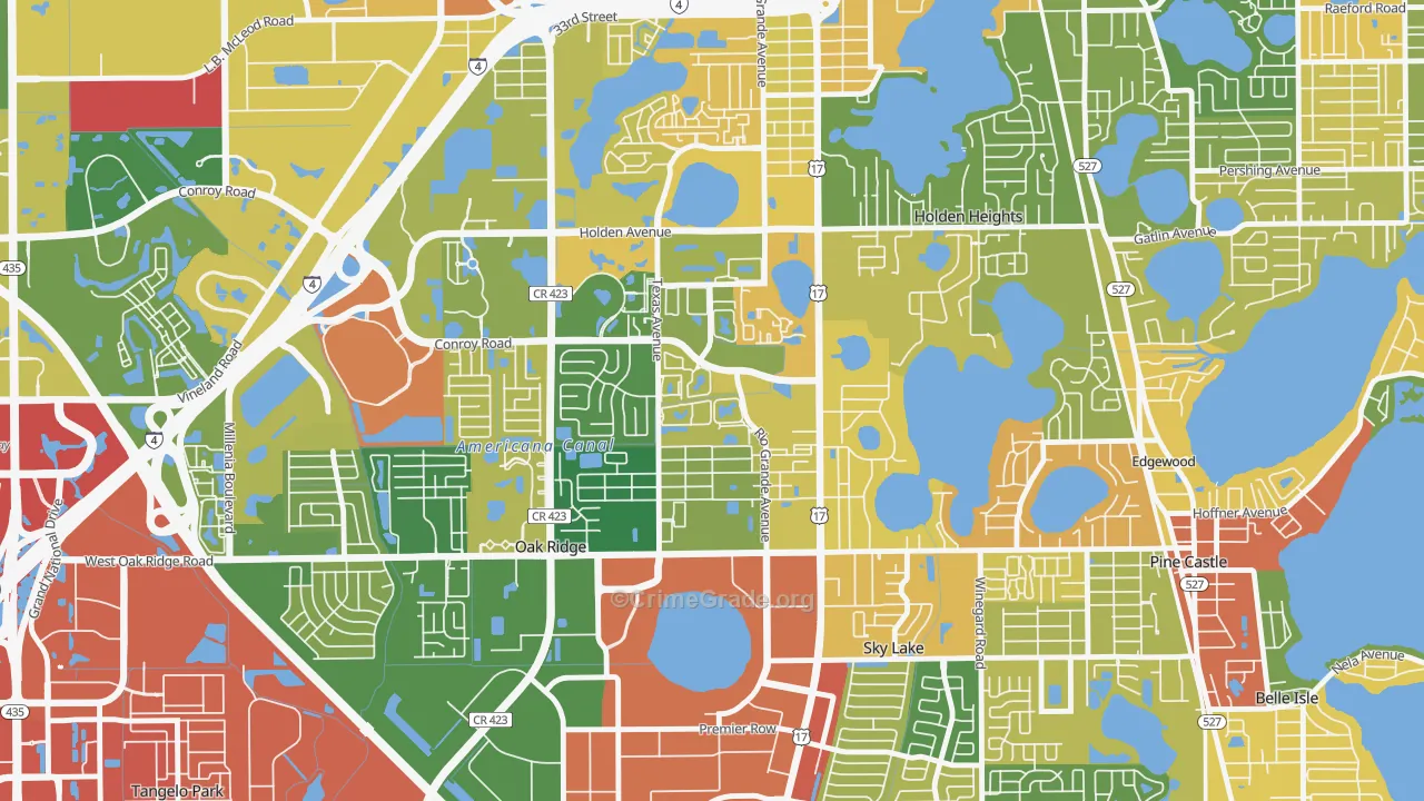 Americana, Oak Ridge, FL Map of Arson Rates