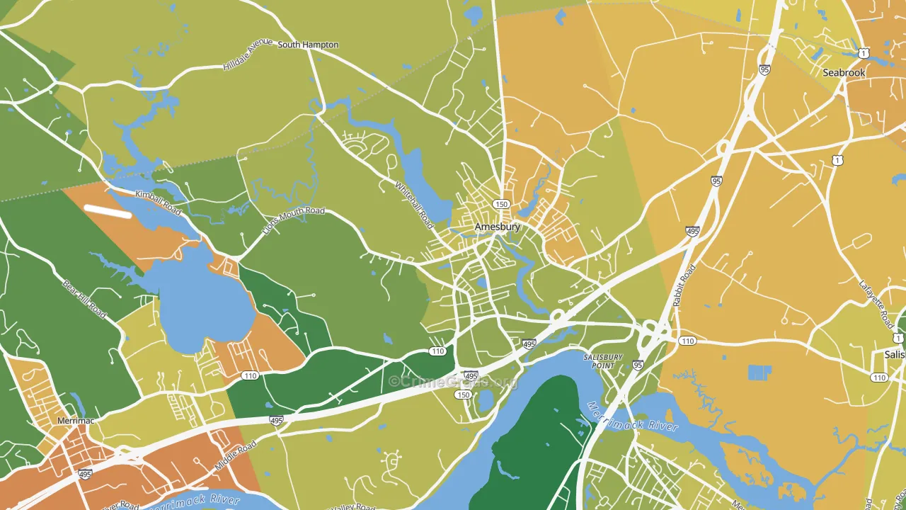 Amesbury Town, MA Map of Arson Rates