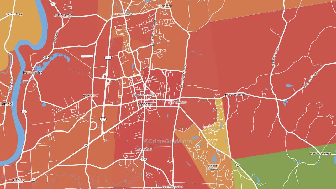 Amherst, MA Map of Arson Rates