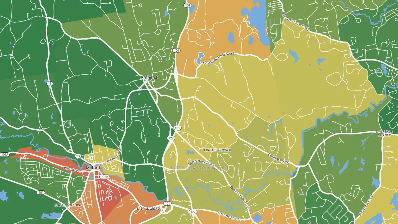 Amherst, NH Map of Arson Rates