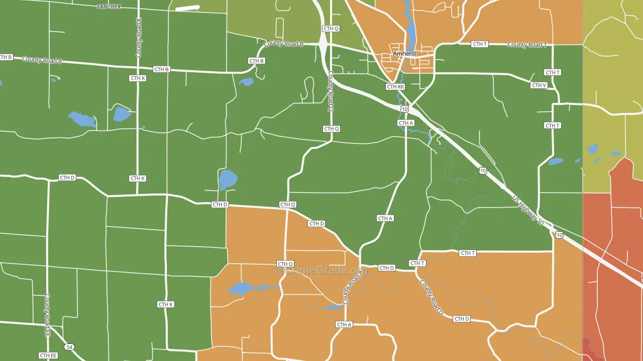 Amherst, WI Map of Arson Rates