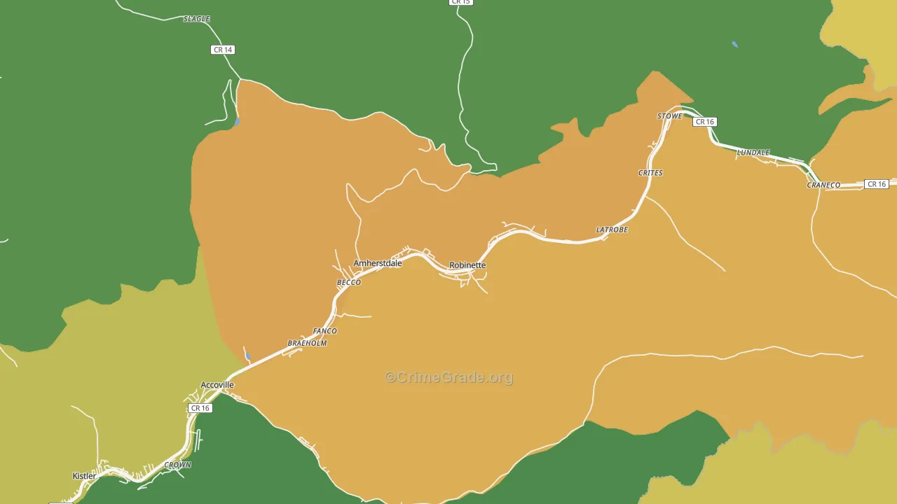 Amherstdale, WV Map of Arson Rates
