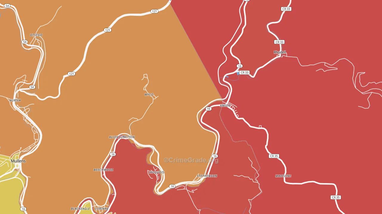Amigo, WV Map of Arson Rates