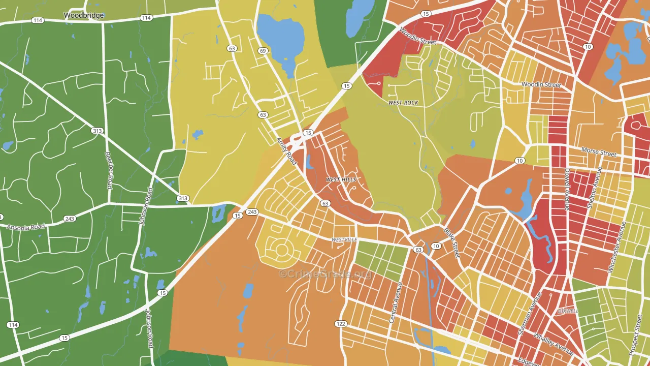 Amity, New Haven, CT Map of Arson Rates