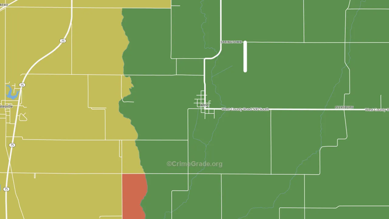 Amo, IN Map of Arson Rates
