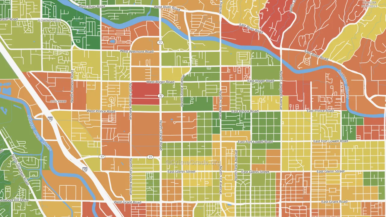 Amphi, Tucson, AZ Map of Arson Rates