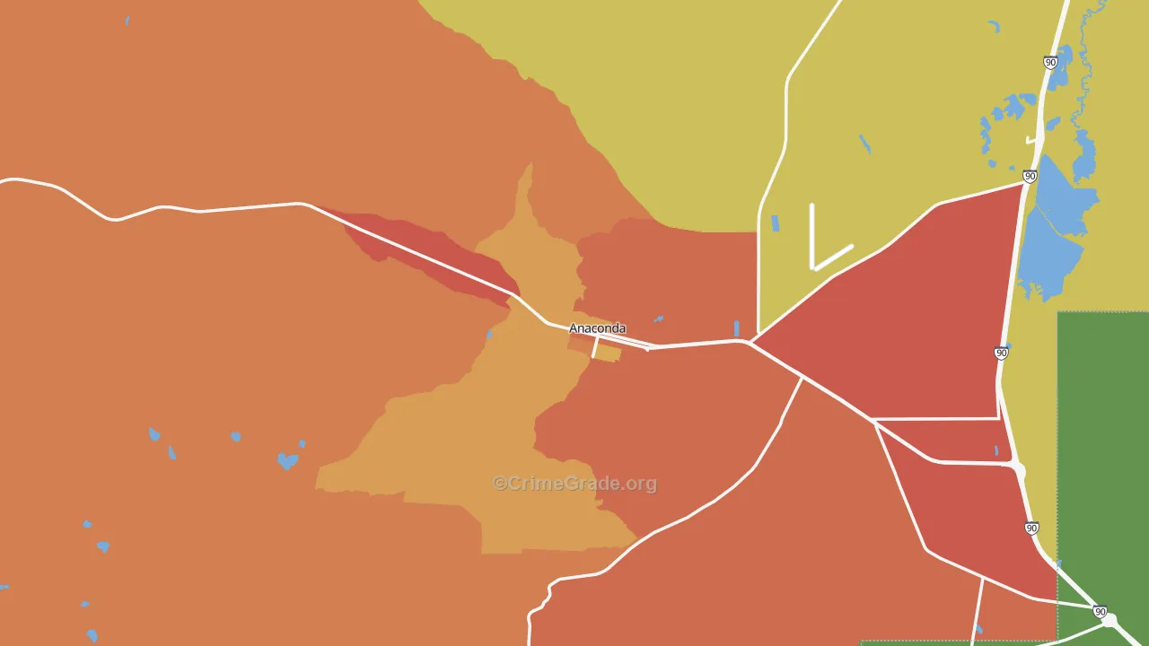 Anaconda, MT Map of Arson Rates