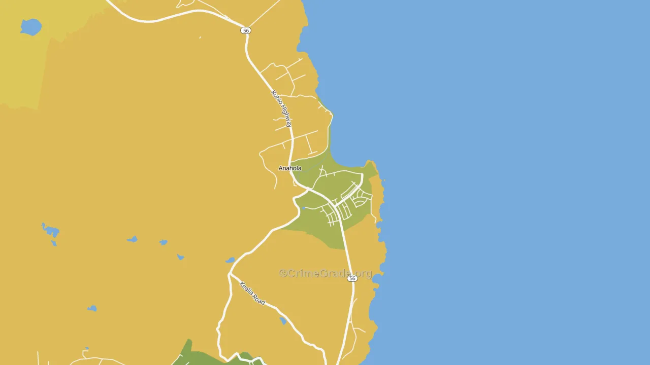 Anahola, HI Map of Arson Rates