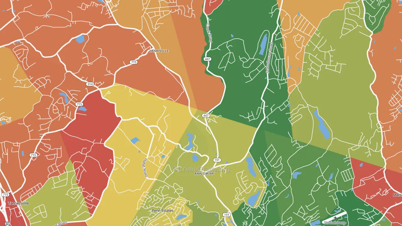 Analomink, PA Map of Arson Rates