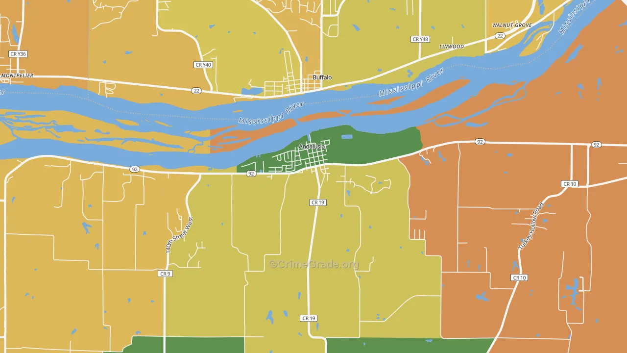 Andalusia, IL Map of Arson Rates