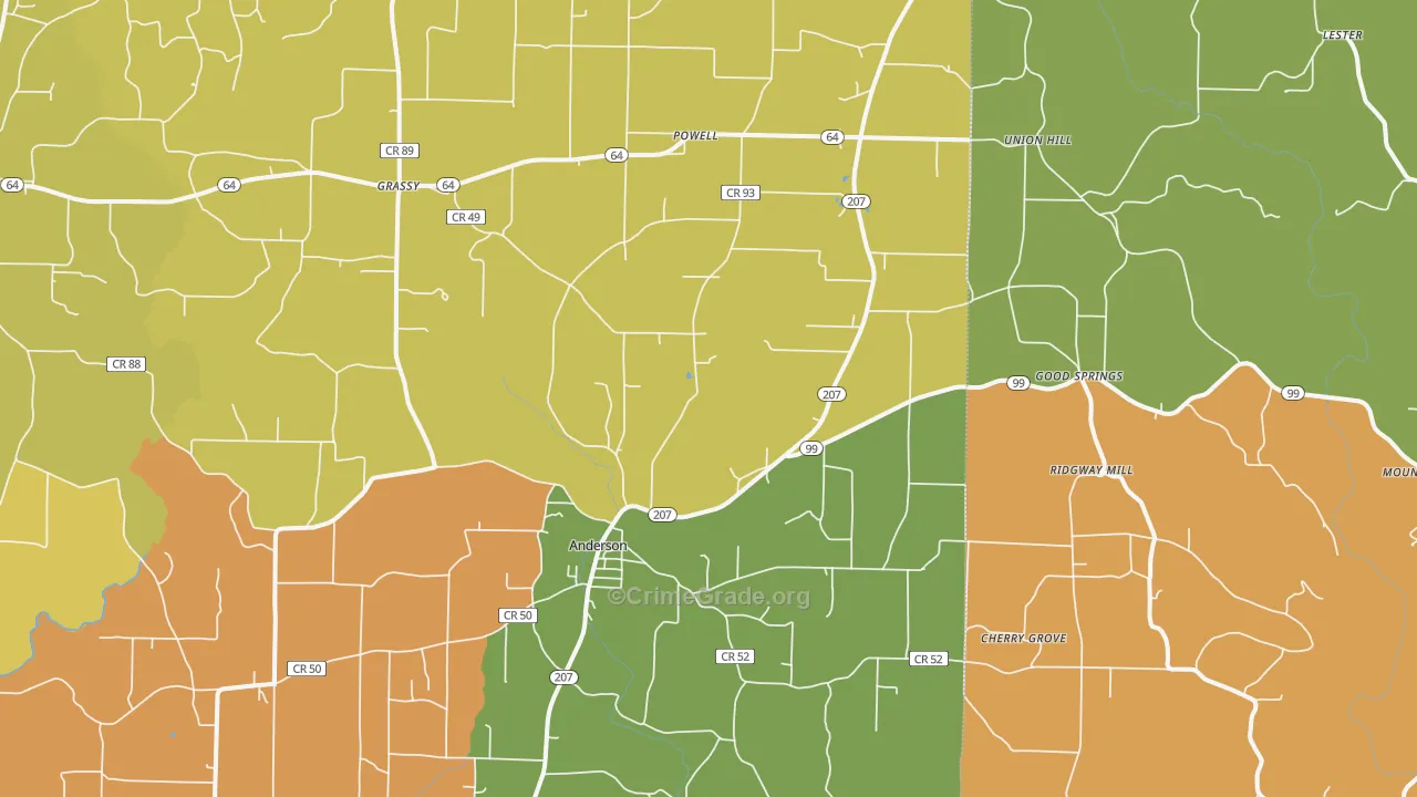 Anderson, AL Map of Arson Rates