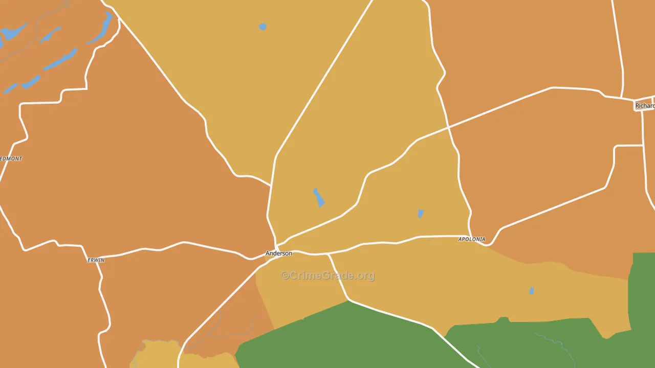 Anderson, TX Map of Arson Rates
