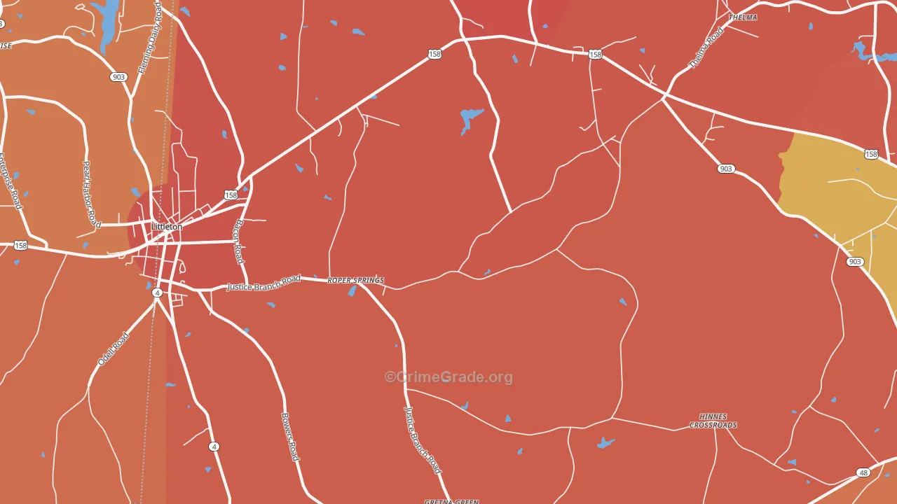 Andersons Crossroads, NC Map of Arson Rates