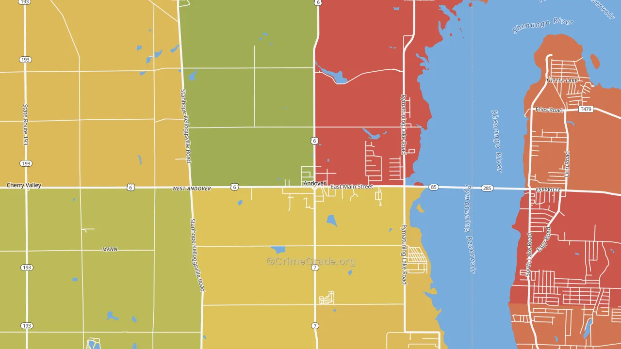 Andover, OH Map of Arson Rates