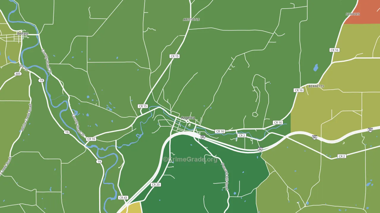 Angelica, NY Map of Arson Rates