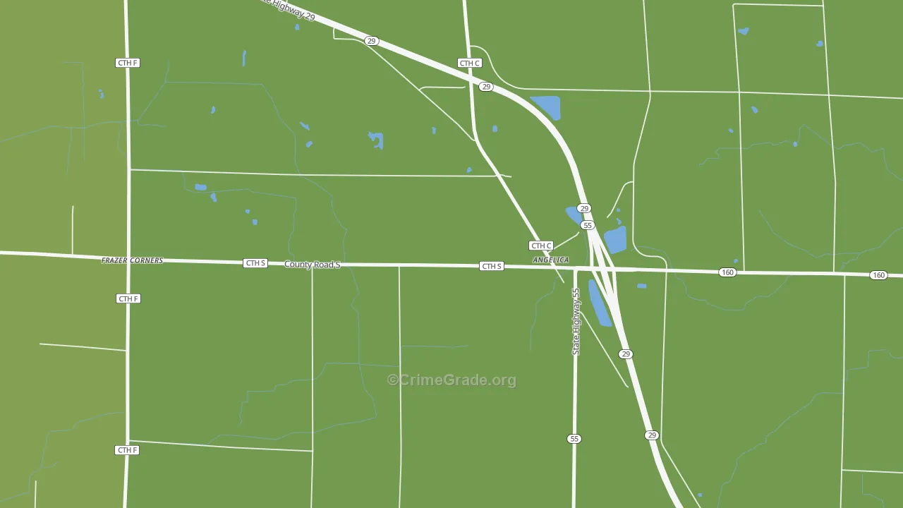 Angelica, WI Map of Arson Rates
