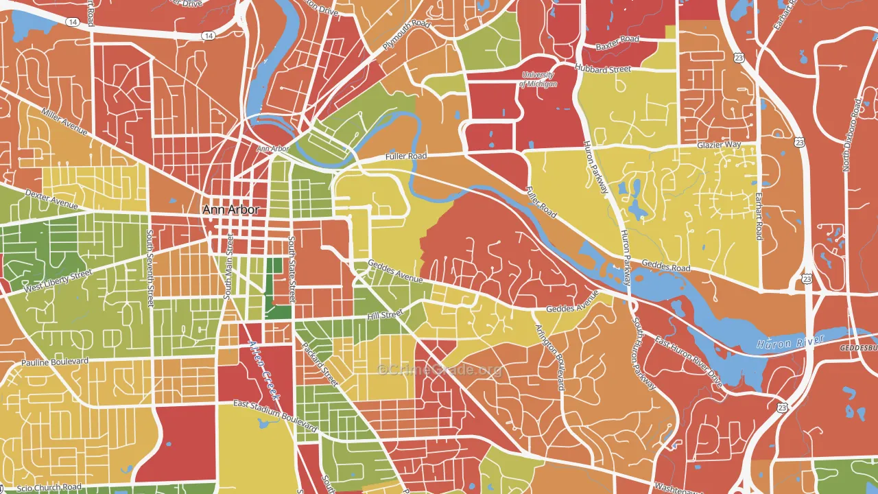 Angells, Ann Arbor, MI Map of Arson Rates
