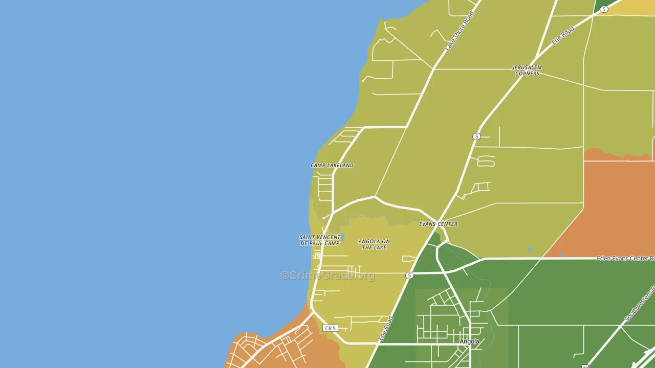 Angola on the Lake, NY Map of Arson Rates