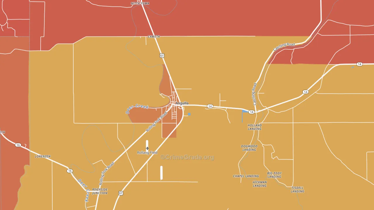 Anguilla, MS Map of Arson Rates