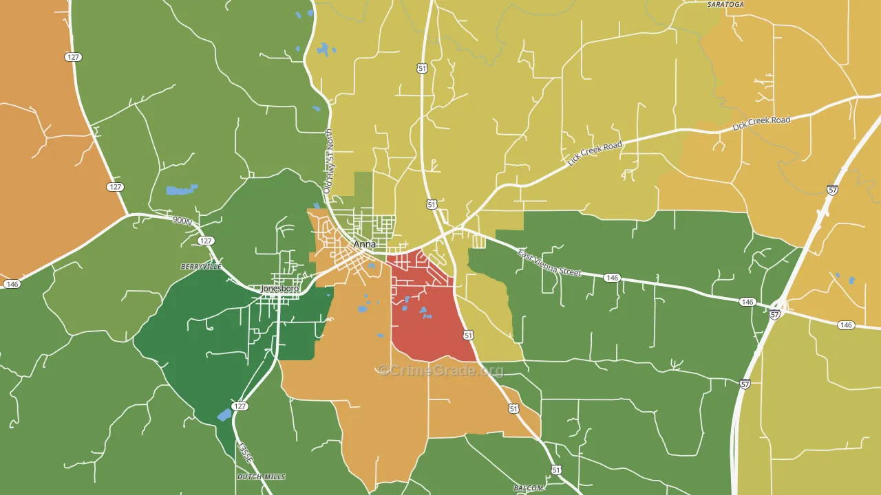 Anna, IL Map of Arson Rates