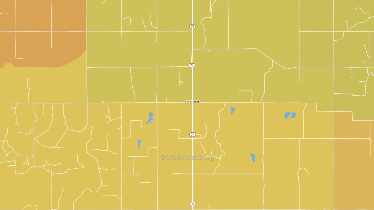 Antioch, OK Map of Arson Rates