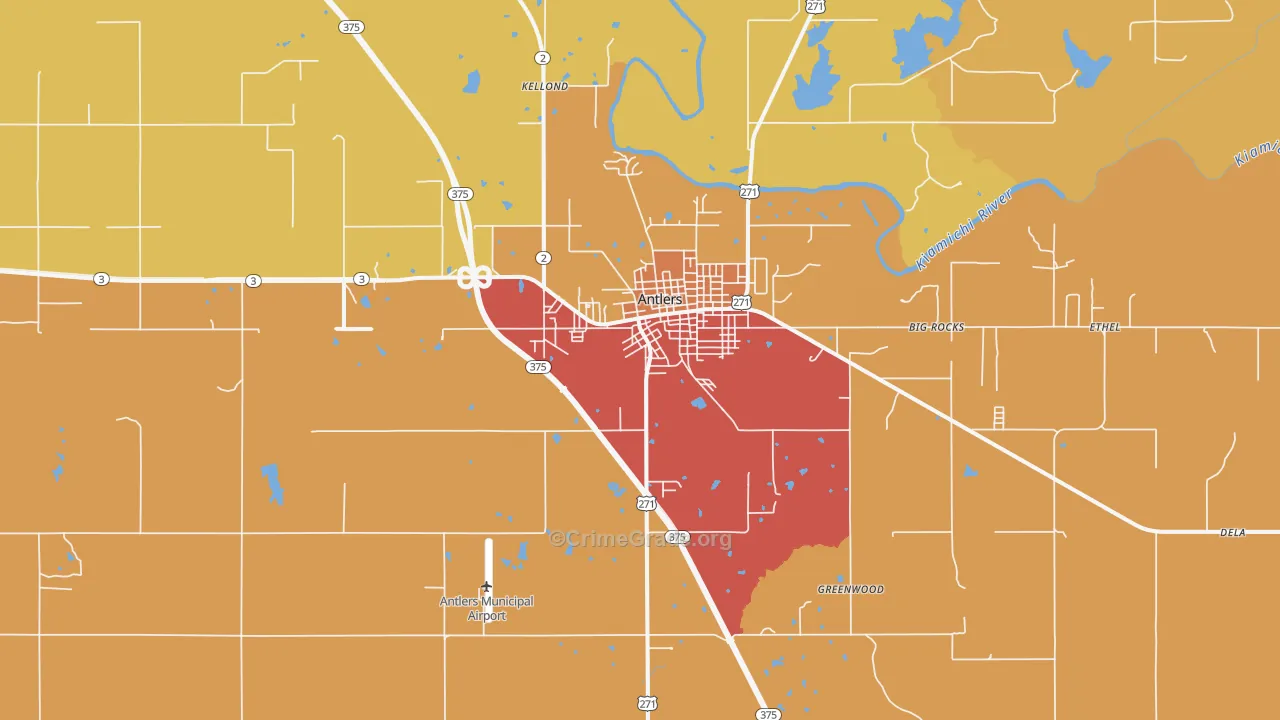 Antlers, OK Map of Arson Rates