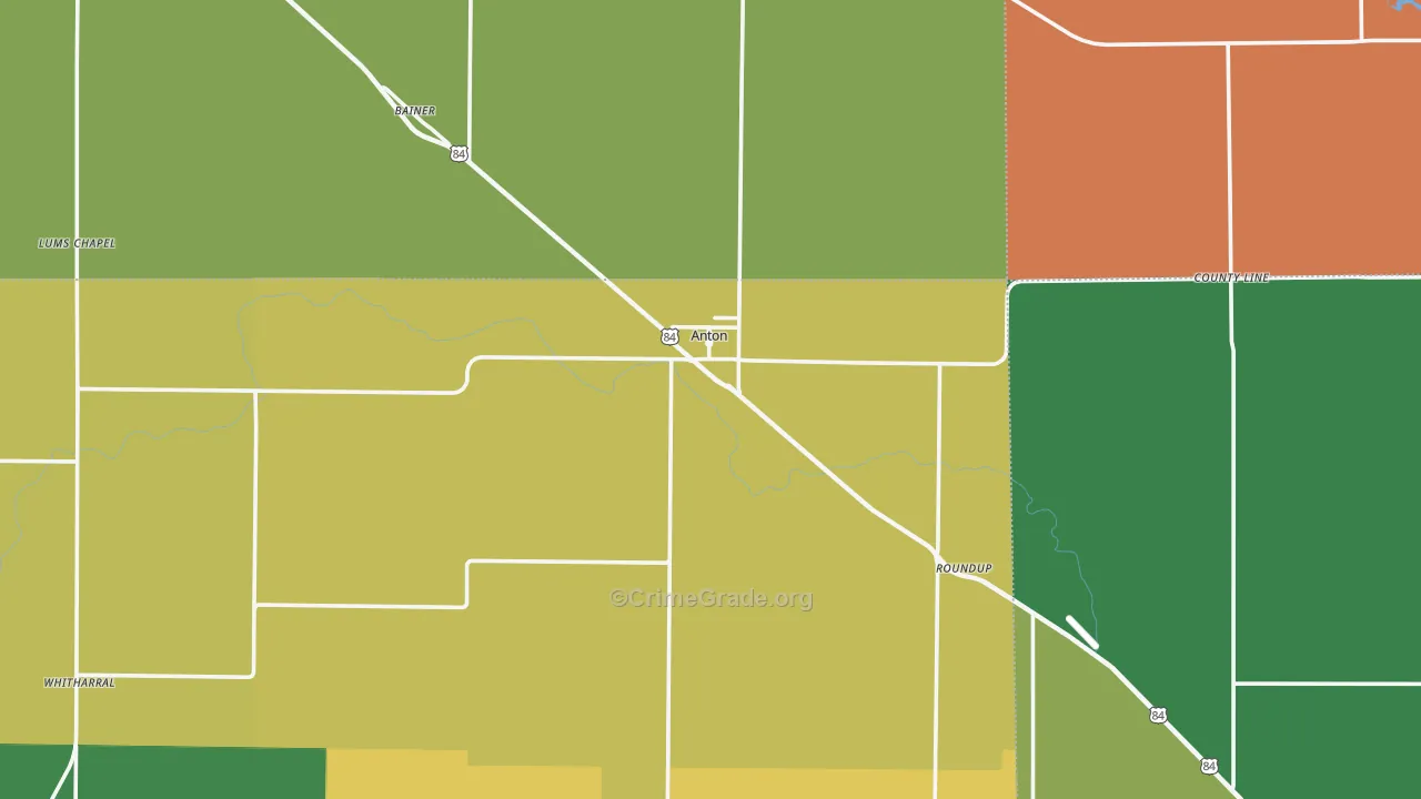 Anton, TX Map of Arson Rates